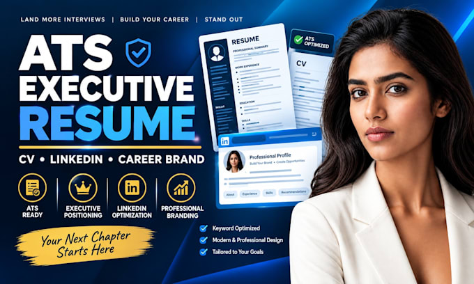 write your ats executive resume, CV and linkedin profile