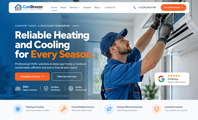 design squarespace hvac website heating cooling website quote estimate request