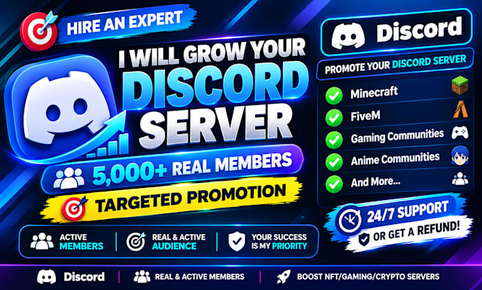 growth minecraft rust server promotion, roblox, fivem discord gaming promotion