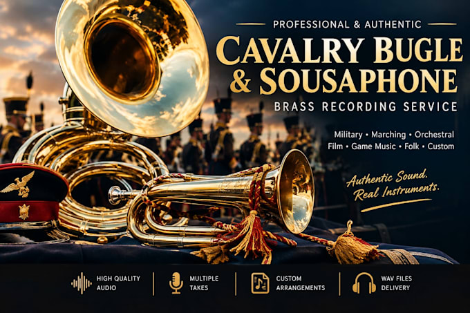 record cavalry bugle, sousaphone and authentic military brass parts