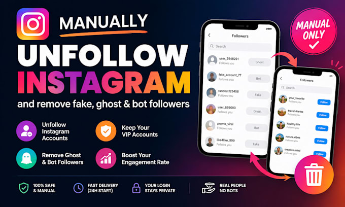 manually unfollow instagram and remove fake ghost followers