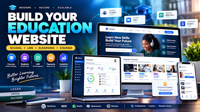 setup educational website, school college, university, lms and elearning website
