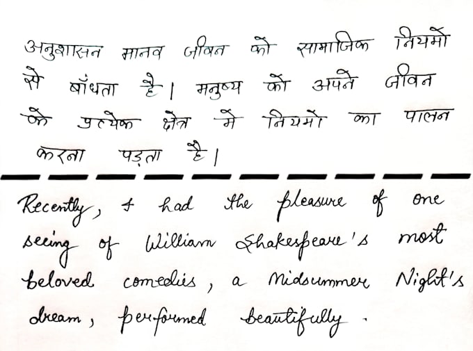 neatly handwrite assignment and notes in hindi and english