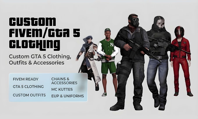 create custom fivem clothing, outfit, chains and accessories for gta 5