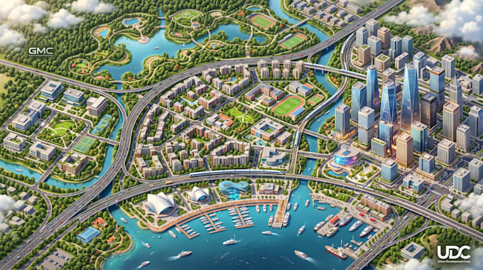 create master plan map, site development map and urban planning illustration