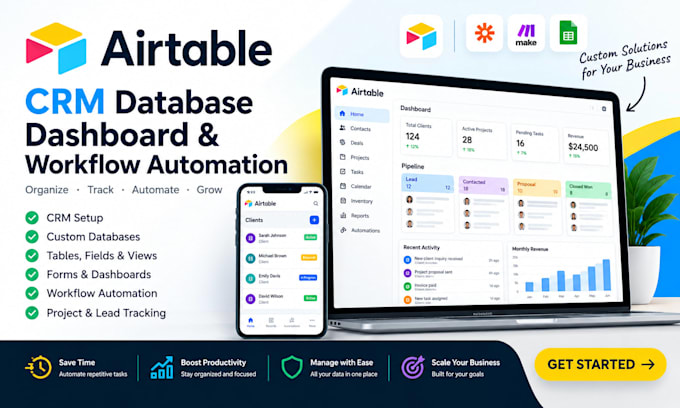 build airtable CRM, database, dashboard and workflow automation