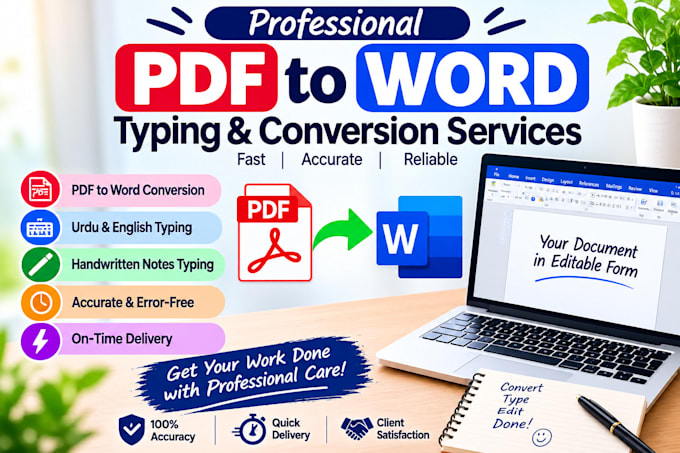 convert PDF to word and type handwritten notes