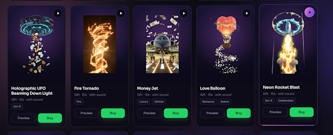 create animated virtual gifts, avatar frames, and entry effects for stream