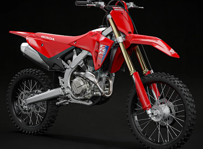 render 3d dirt bike for commercial website, realistic 3d engine, glb for webgl
