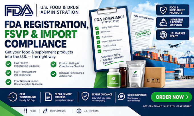 handle fda registration, fsvp and import compliance