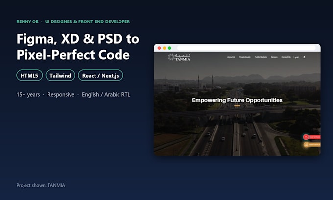 convert figma to html, figma to react, figma to next js, psd to html, tailwind