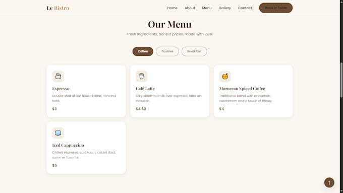 give you a ready made restaurant website template