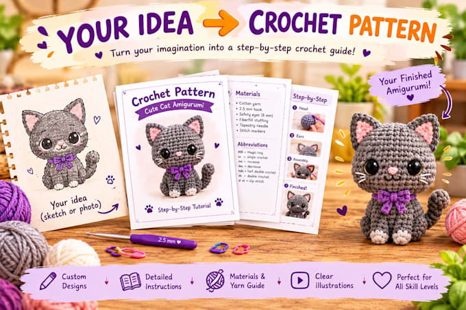create easy crochet and amigurumi patterns with step by step