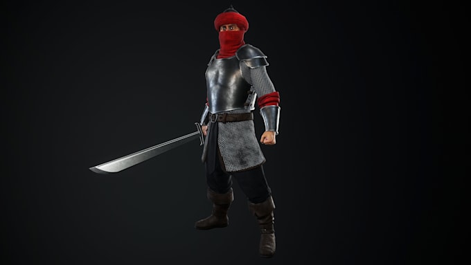 create realistic game ready 3d character with rigging and animations