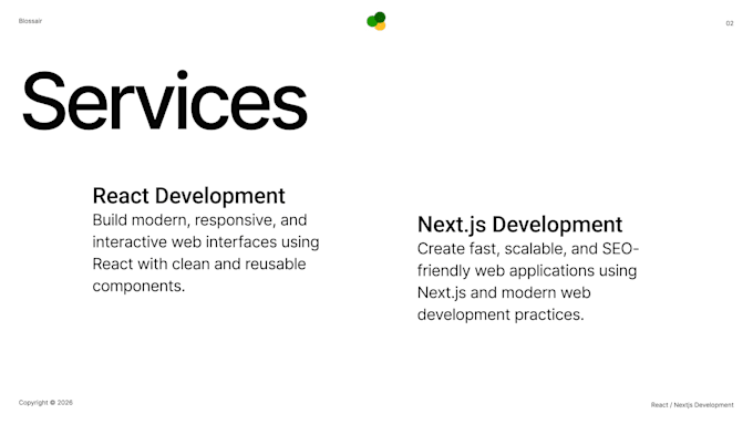 develop a modern react or nextjs website or web application