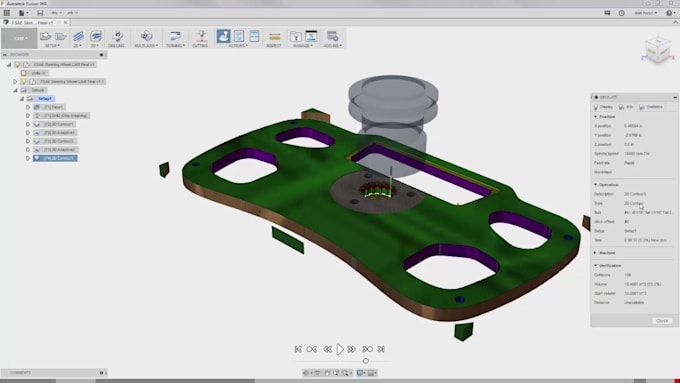 provide cam toolpath, g code and can cnc for machine with axis use fusion 360