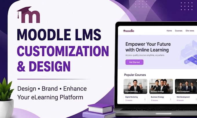set up moodle lms course,upload moodle customization,elearning website