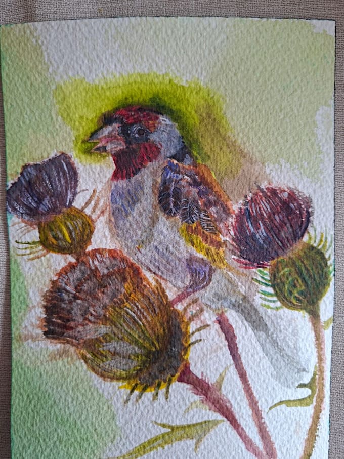 draw stylised birds in mixed mediums
