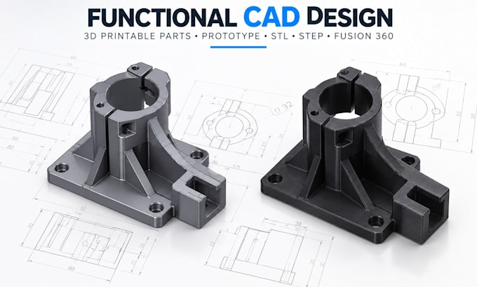 design functional cad engineer 3d printable parts prototype stl step fusion 360