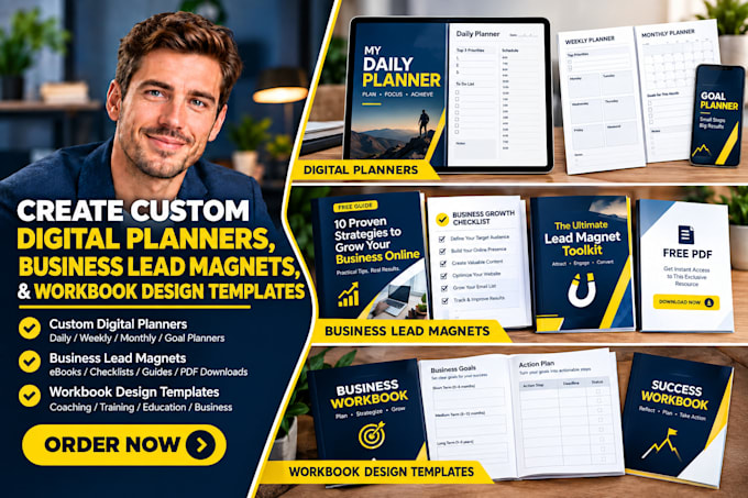 create custom digital planners, business lead magnets, workbook design template