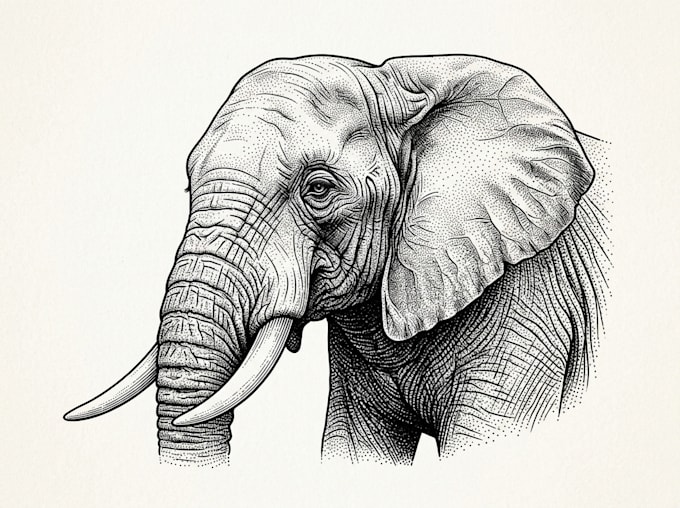 draw a hedcut wsj style animals character illustration