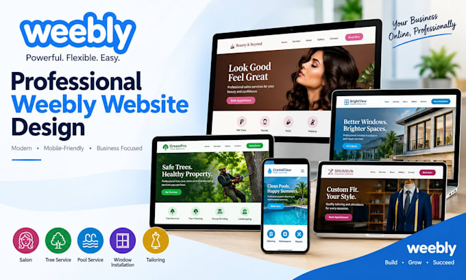 build weebly salon tree service pool service window installation tailor website