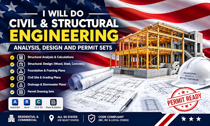do civil and structural engineering analysis structural design permit set