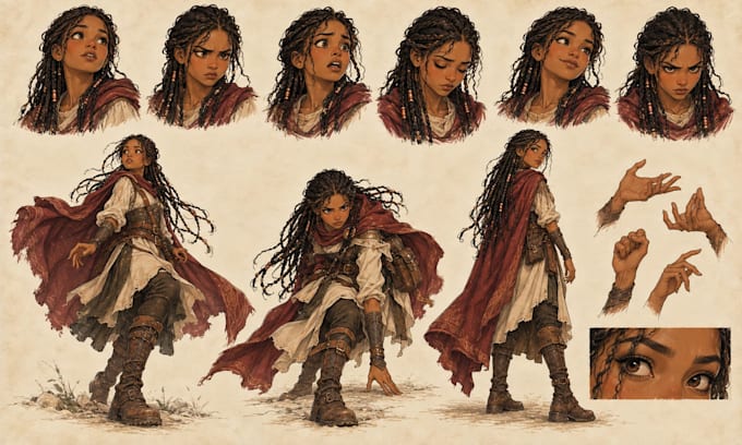 create character expression and pose sheets