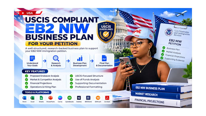 write a uscis compliant eb2 niw business plan for your petition