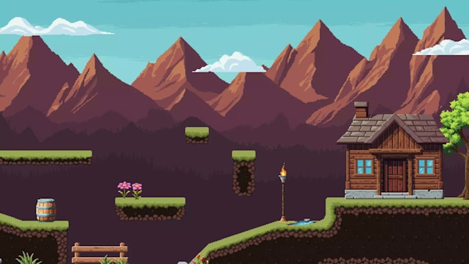 create custom 2d platformer game,pixel art character,platformer tileset in unity
