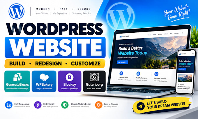 build or customize wordpress using generateblocks wpbakery blocksy or gutenberg