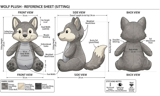 design custom plushie reference sheet stuffed animal character ych concept