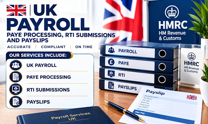 do UK payroll, paye processing, rti submissions and payslips