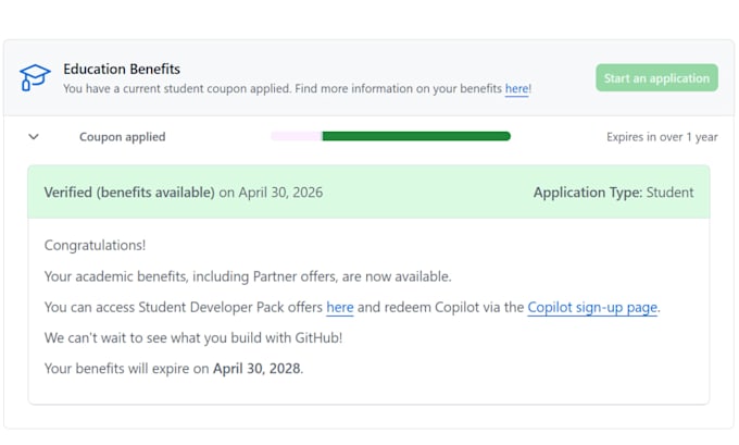 provide github student developers pack for you