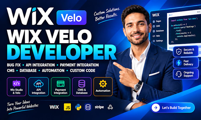 wix velo developer bug fix api payment integration cms database automation