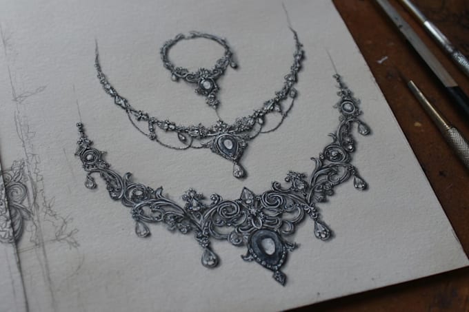 do draw a jewelry design, illustration