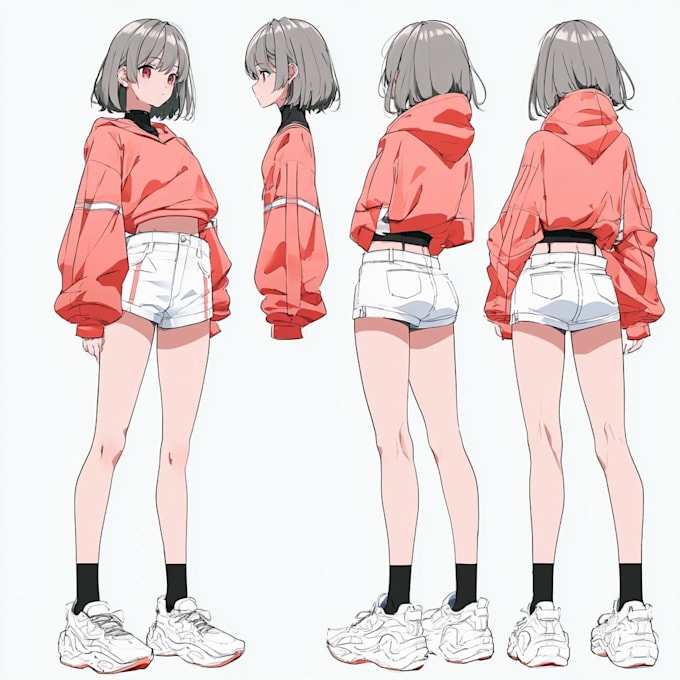 draw a character sheet or reference sheet design in anime