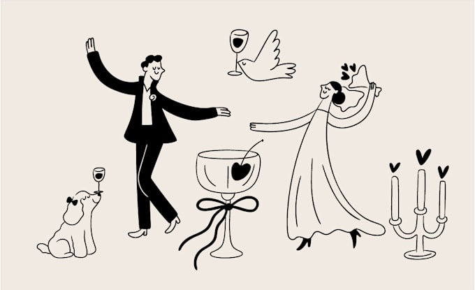 draw custom wedding illustrations for stationery