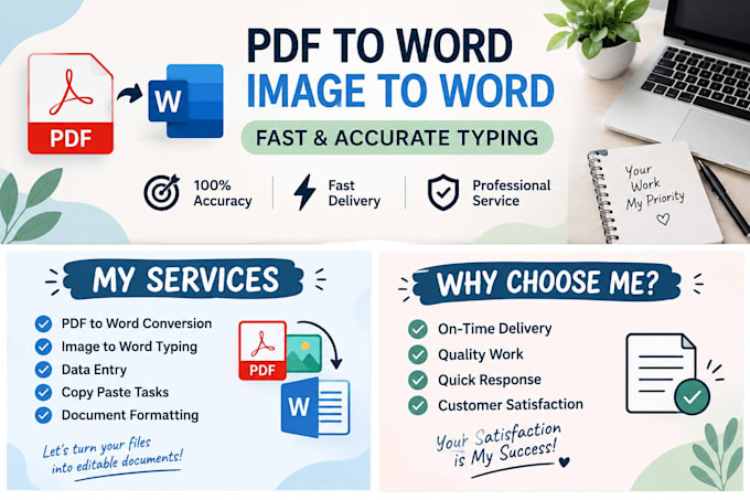 Convert pdf to word, image to word and do fast typing work by ...