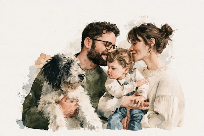 make watercolor family portrait