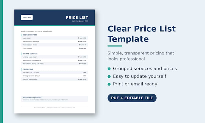 design a professional editable PDF invoice or template