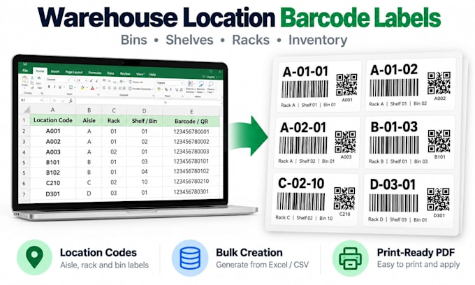 create barcode and qr code labels from excel for printing