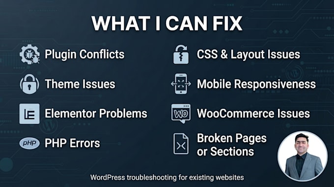 fix wordpress errors, bugs and website issues