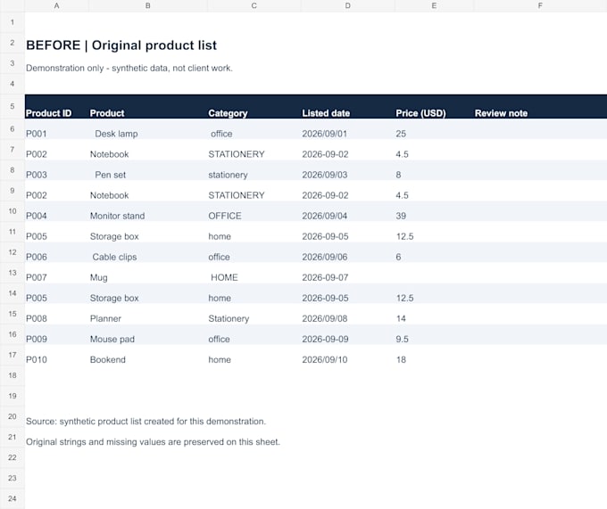 clean and format your excel or CSV data