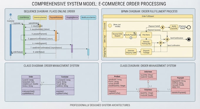 design professional uml diagrams, class, sequence, and erd