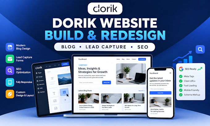 build dorik blog template customization lead capture SEO full website redesign