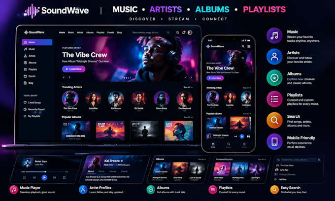 build a modern wordpress website for musicians artists and djs