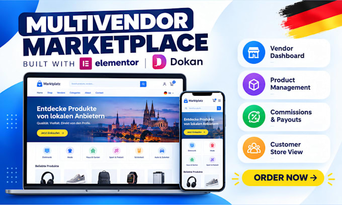design redesign german multivendor wordpress marketplace with elementor an dokan