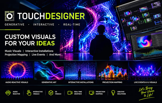 do interactive touchdesigner audio reactive generative art  kinetic typography