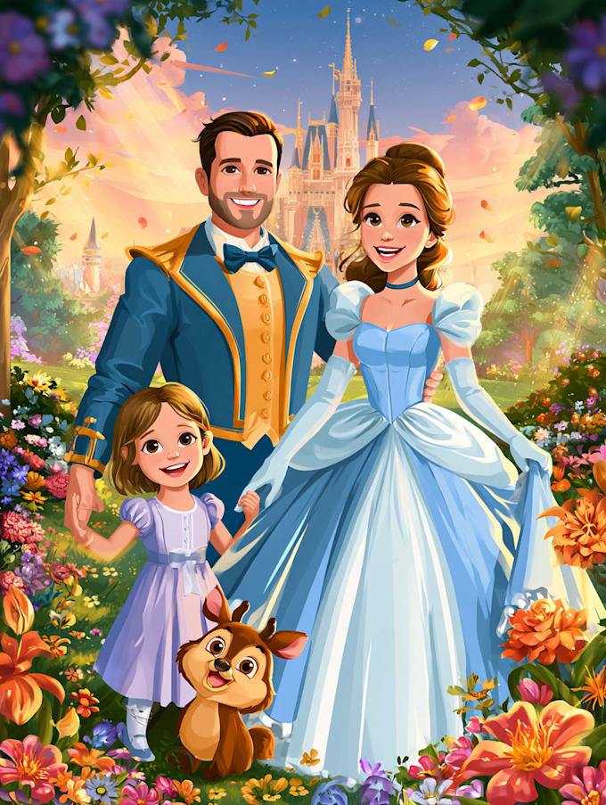 portrait in disney cartoon illustration